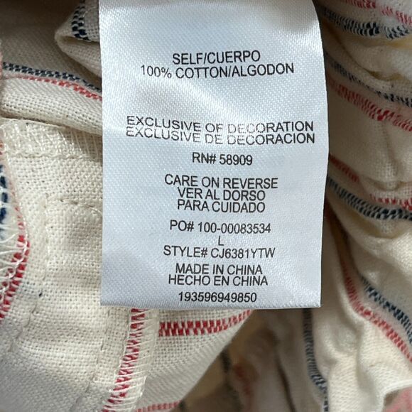 COPPER KEY PANTS WOMENS LARGE NATURAL STRIPED‎ BELTED WIDE-LEG CROPPED TROUSER - Picture 7 of 12